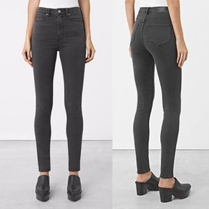 All Saints Charcoal Wash Stilt Skinny Jeans Sz 26